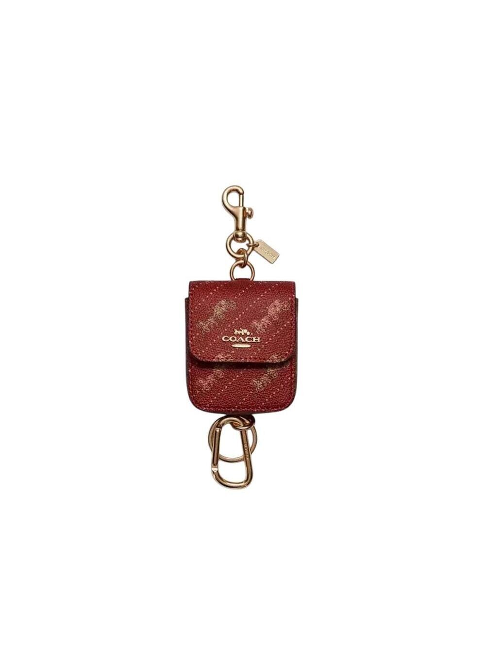 COACH MULTI ATTACHMENT CASE BAG CHARM WITH RED HORSE AND CARRIAGE DOT PRINT - Picture 1 of 3